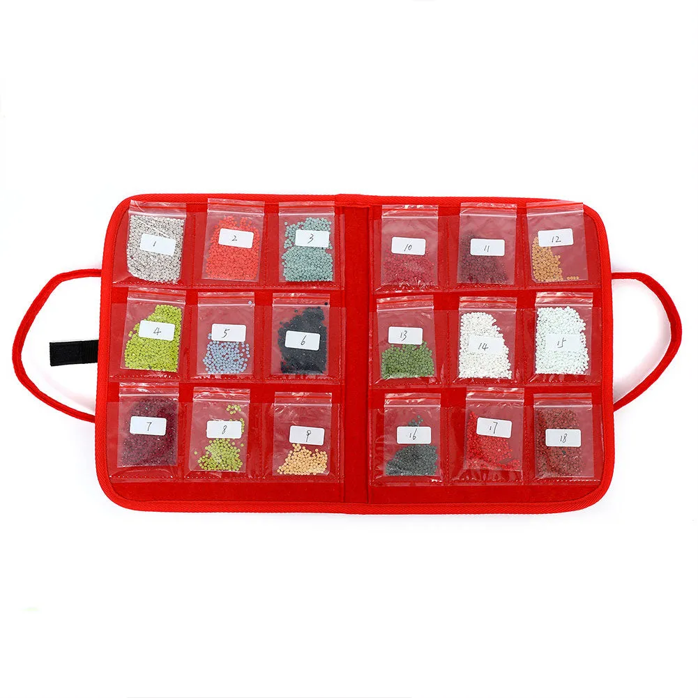 18 Pocket Diamond Painting Drill Storage Handbag Felt DIY Mosaic Bead Bags