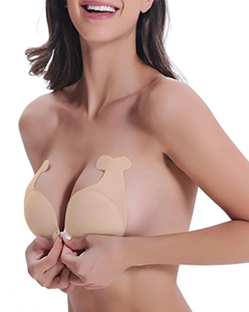 2pcs/pair Reusable Dolphin Lift Nipple Cover Invisible Stick Bra Breathable Buckle Lift Chest Stickers