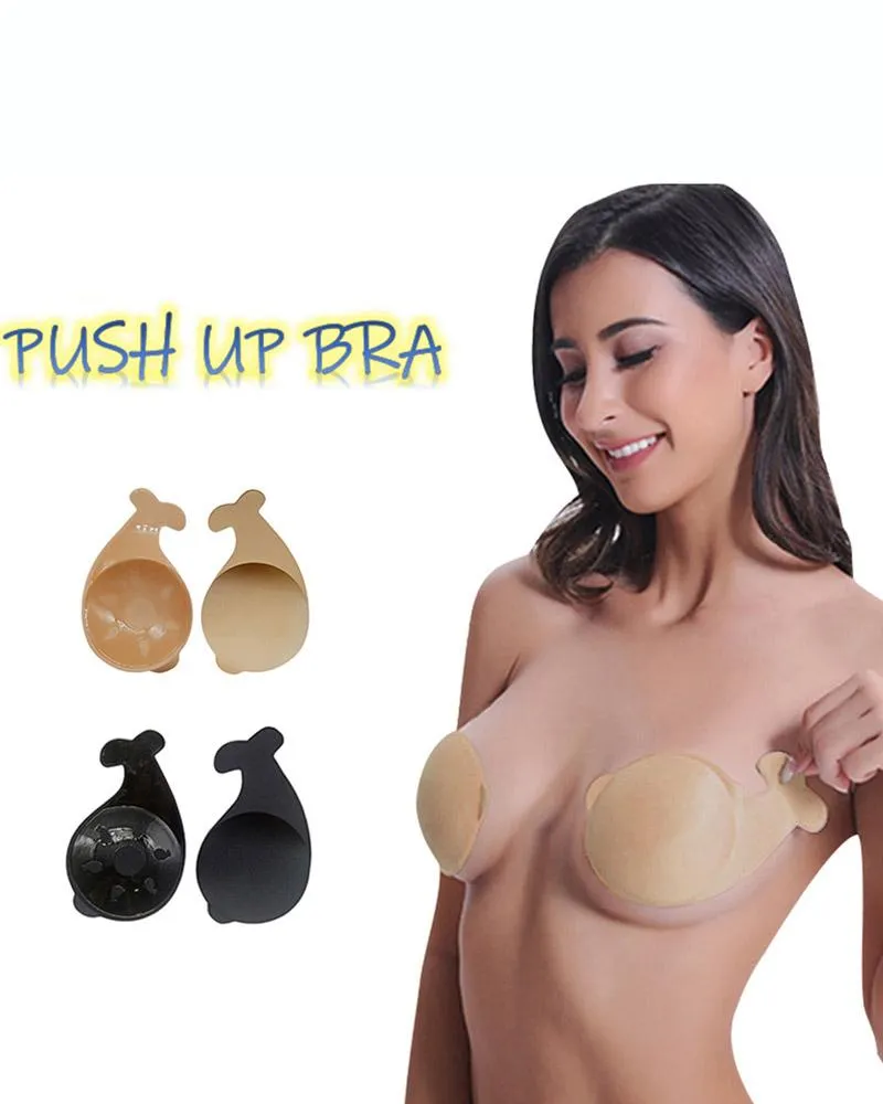 2pcs/pair Reusable Dolphin Lift Nipple Cover Invisible Stick Bra Breathable Buckle Lift Chest Stickers