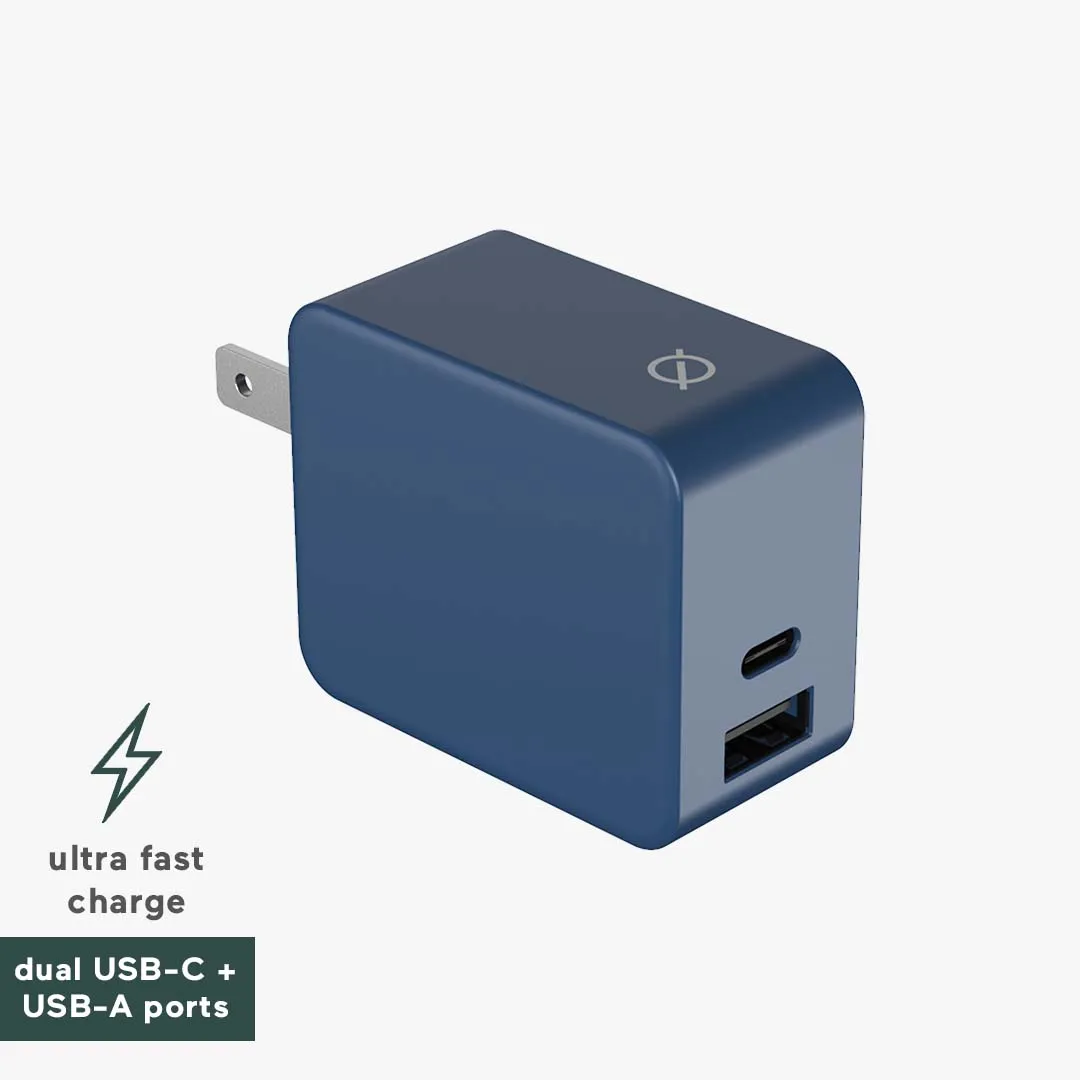 30W dual-port PD fast charge wall plug - Block