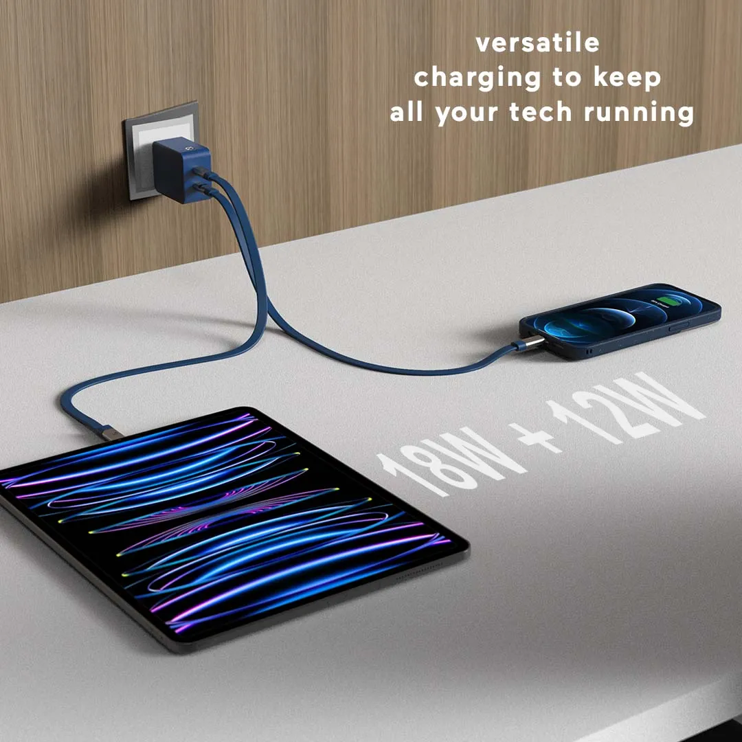 30W dual-port PD fast charge wall plug - Block
