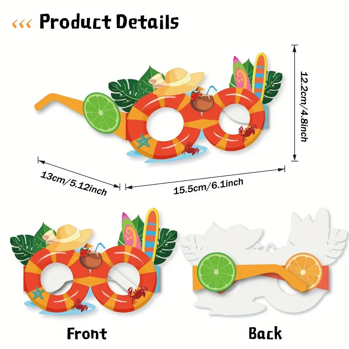 8 Pc Luau Eyeglasses Bulk Pack  Hawaiian Party Favors