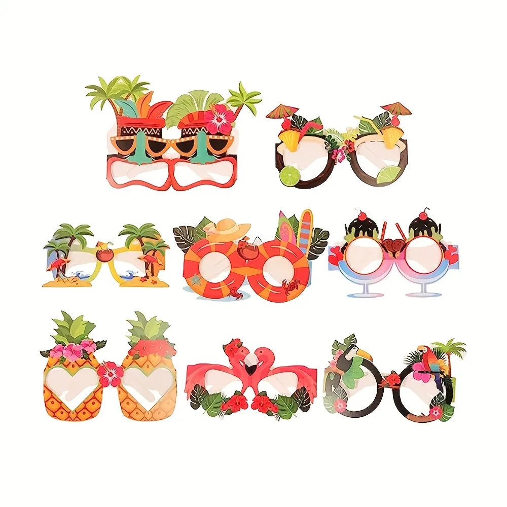 8 Pc Luau Eyeglasses Bulk Pack  Hawaiian Party Favors