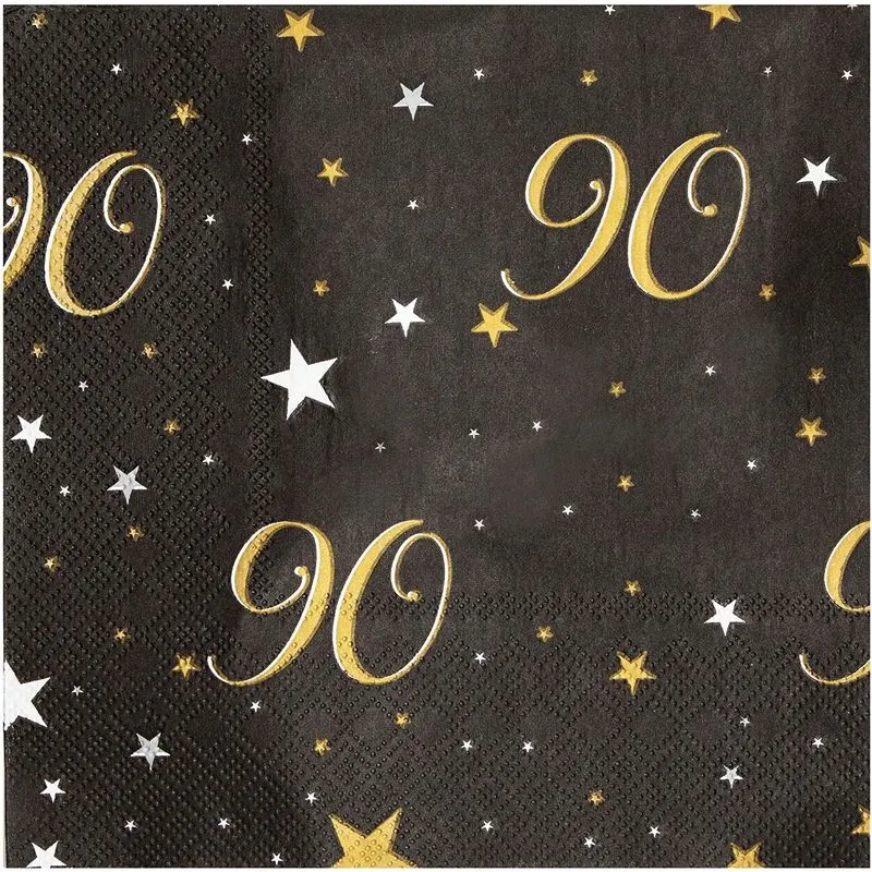 90th Birthday Party Paper Napkins (6.5 x 6.5 Inches, 100 Pack)