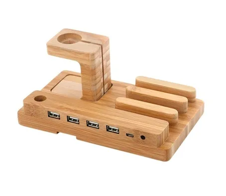 Bamboo 5-port USB Charging Station