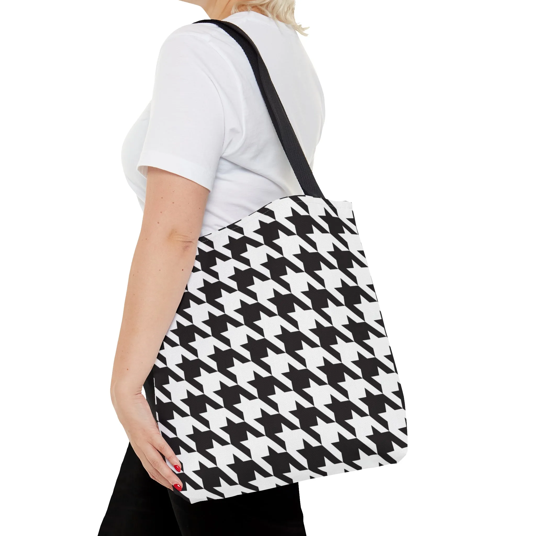 Black & White Houndstooth Tote Bag
