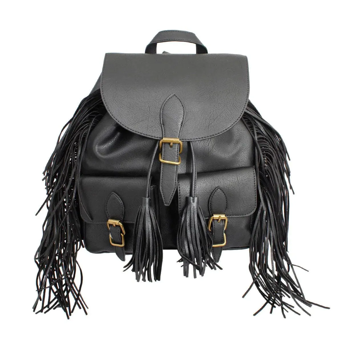 Black Soft Grain Vegan Faux Leather Women’s Backpack
