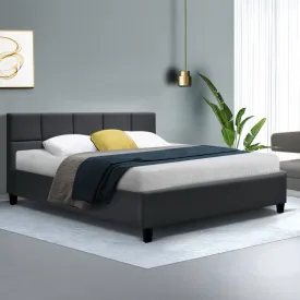 Charcoal Upholstered Queen Bed Frame with Foam Padding Artiss