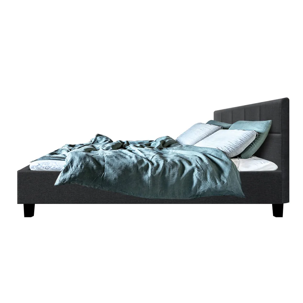 Charcoal Upholstered Queen Bed Frame with Foam Padding Artiss