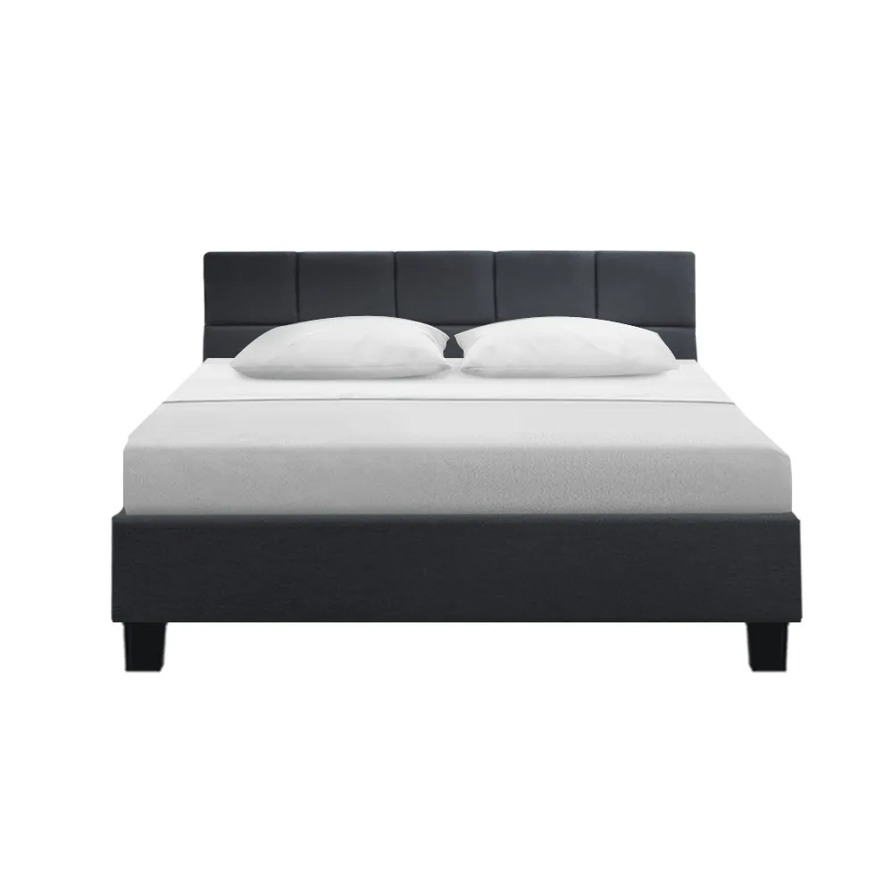 Charcoal Upholstered Queen Bed Frame with Foam Padding Artiss