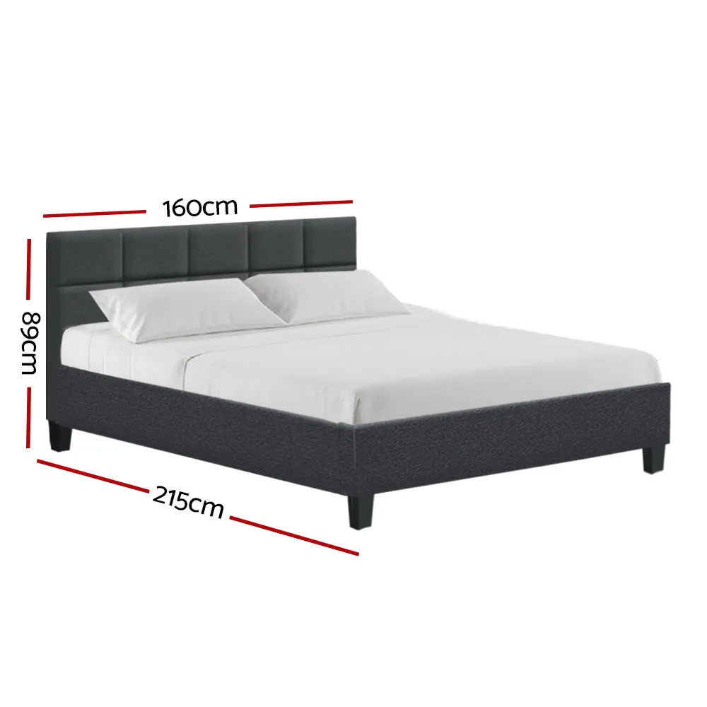 Charcoal Upholstered Queen Bed Frame with Foam Padding Artiss