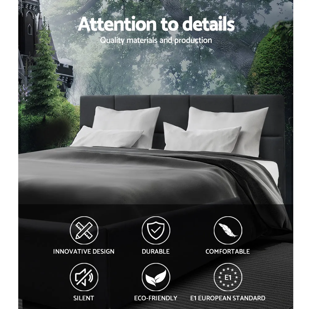 Charcoal Upholstered Queen Bed Frame with Foam Padding Artiss
