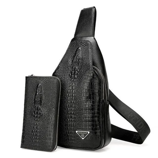 CrocLuxe Exotic Croc-Print Single Strap Sling Backpack
