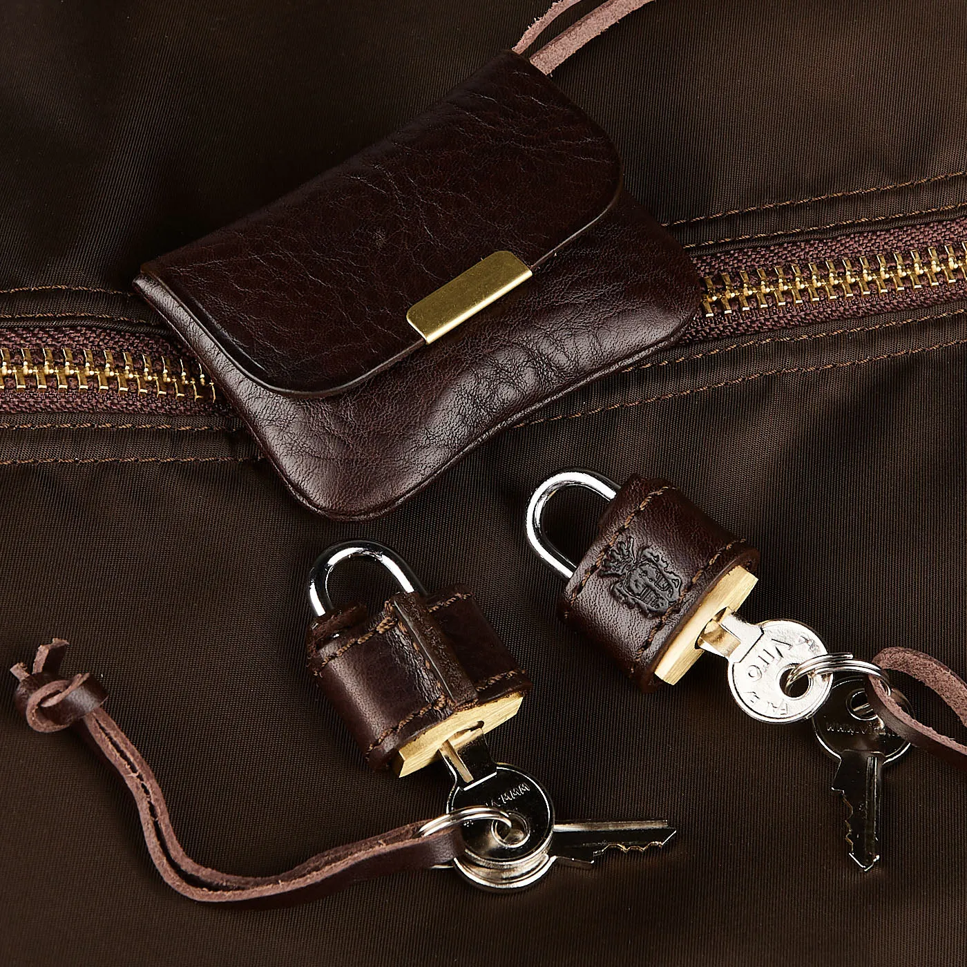 Dark Brown Nylon Leather Large Travel Bag