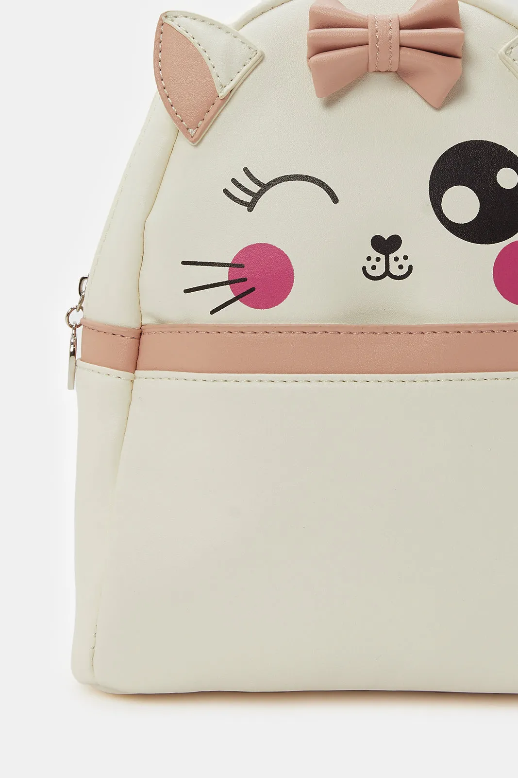 Girls Beige Embellished Backpack