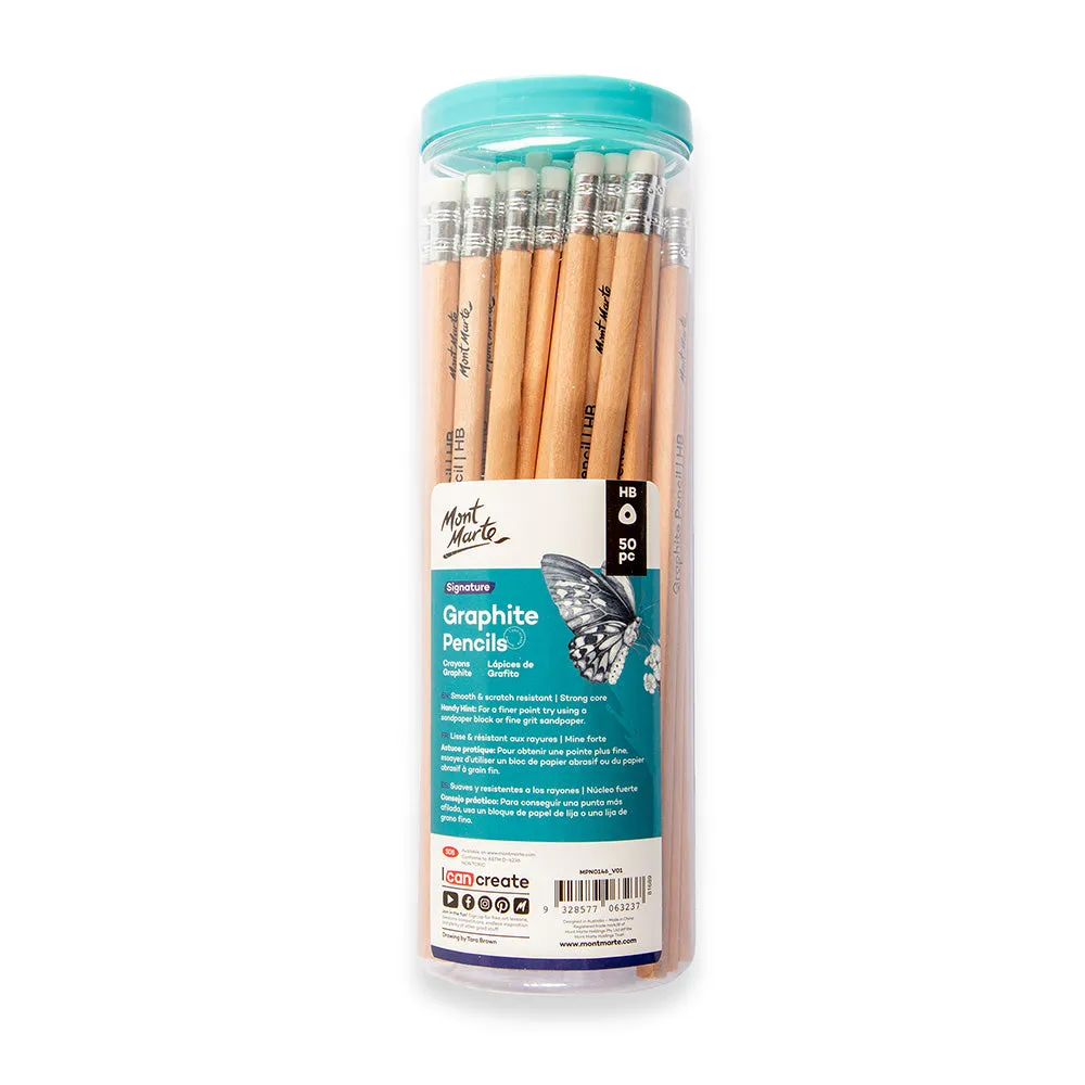 Graphite Pencils with Eraser Ends HB Signature 50pc