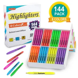 Highlighter Markers, 8 Bright Colors - Set of 144