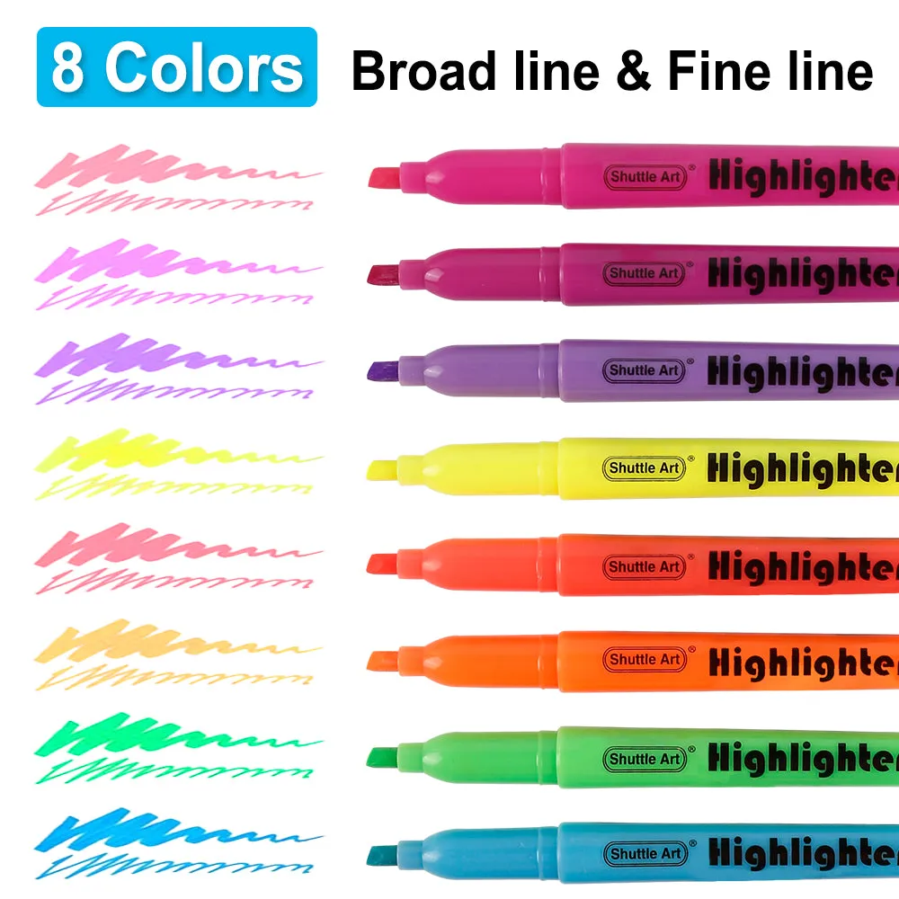 Highlighter Markers, 8 Bright Colors - Set of 144