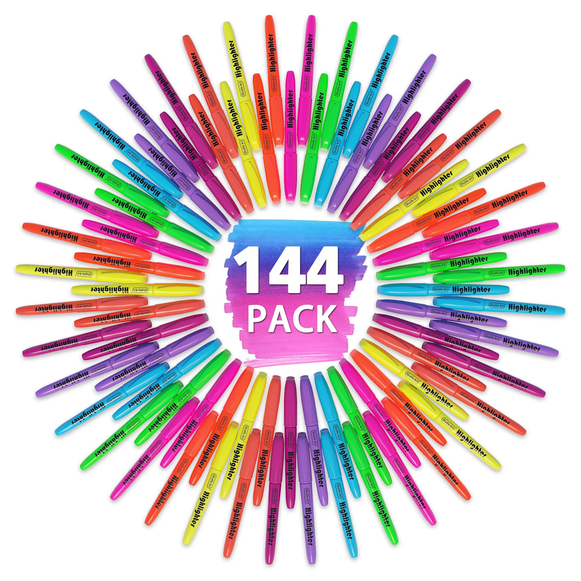 Highlighter Markers, 8 Bright Colors - Set of 144