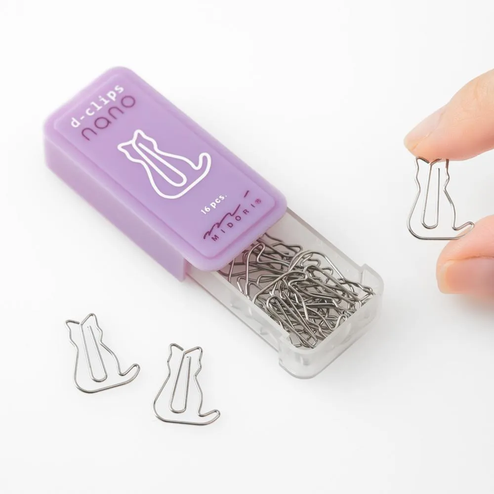 Midori D-Clips Nano Paper Clips - Cat