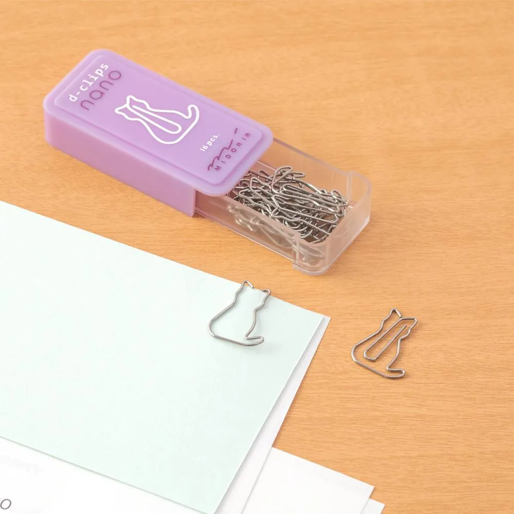 Midori D-Clips Nano Paper Clips - Cat