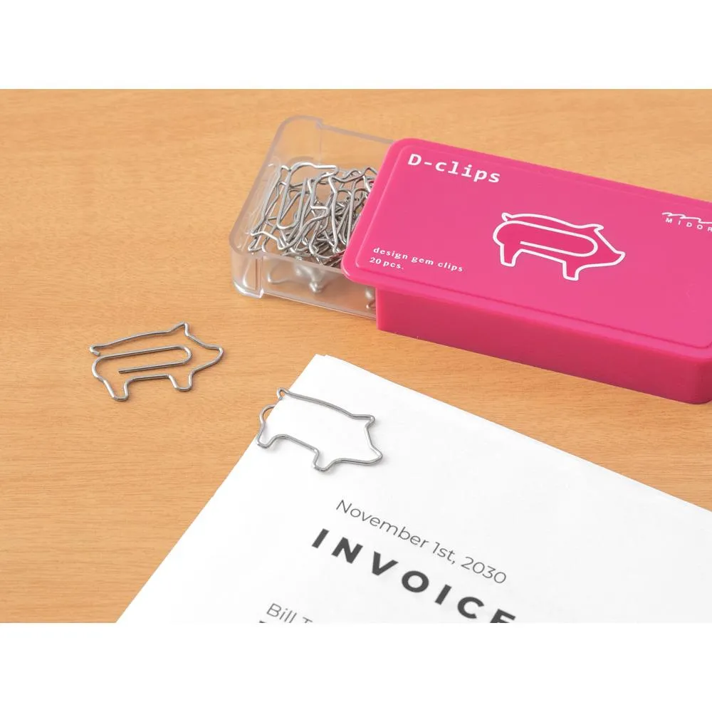Midori D-Clips Paper Clips - Pig