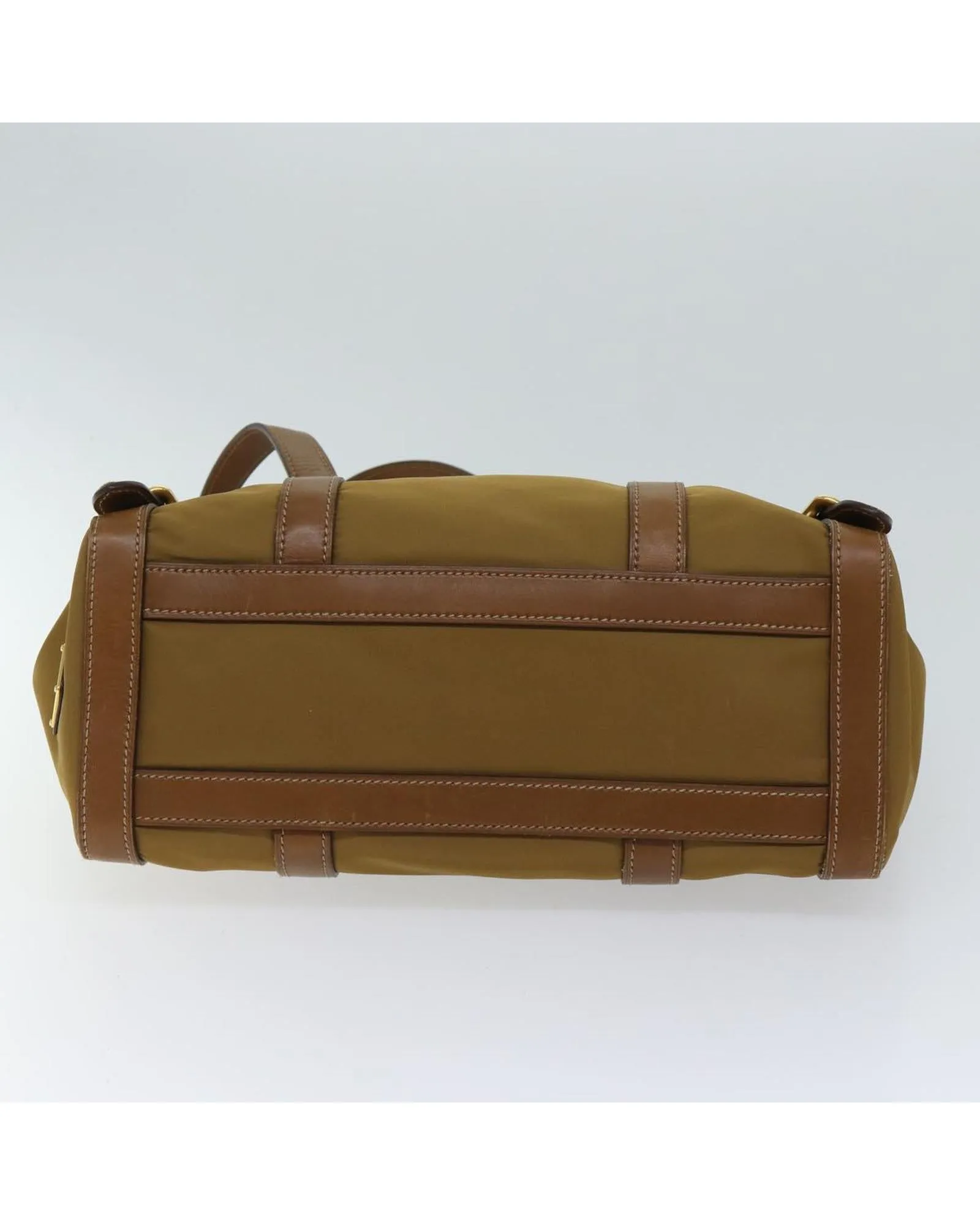 Nylon Leather Brown Shoulder Bag