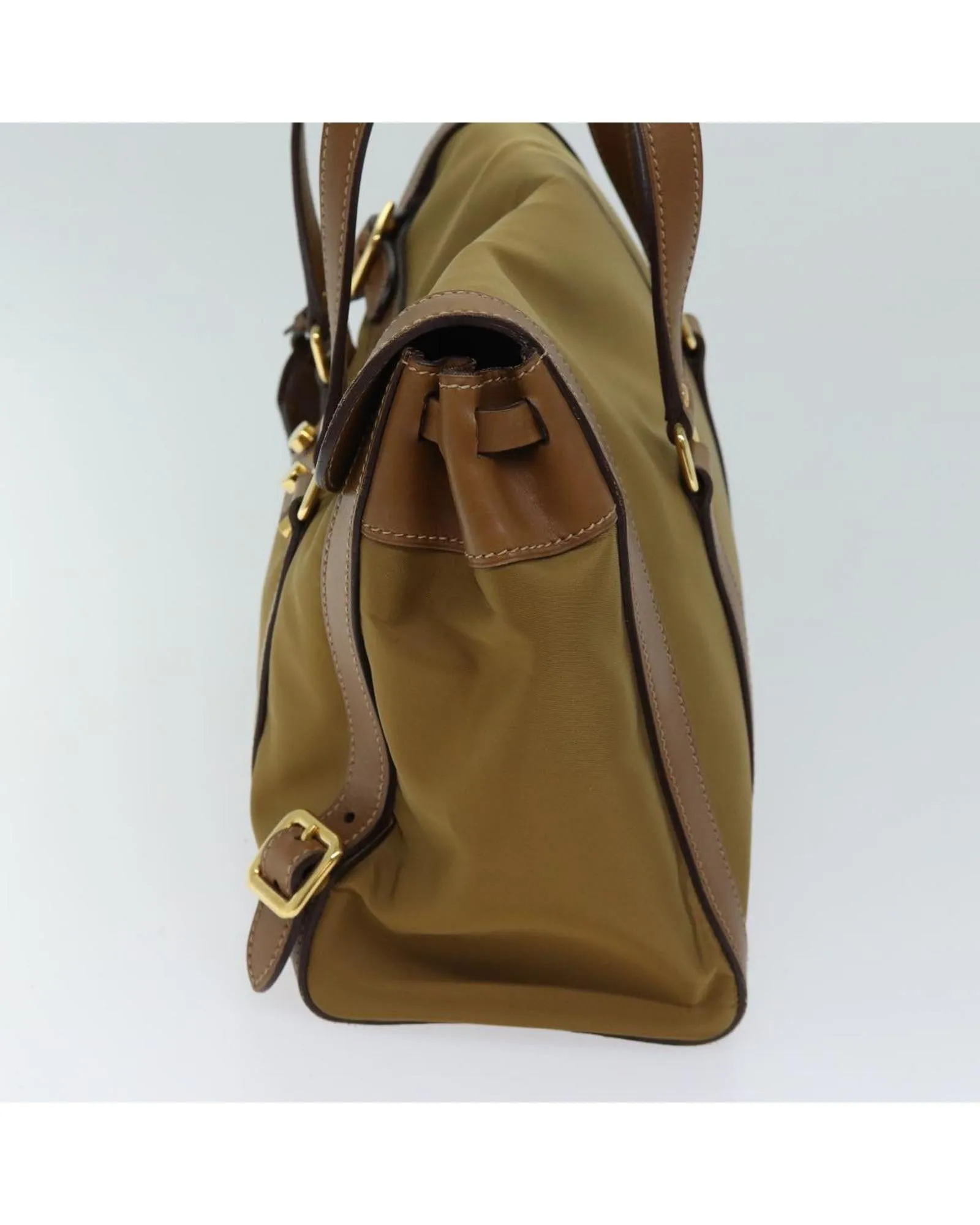 Nylon Leather Brown Shoulder Bag