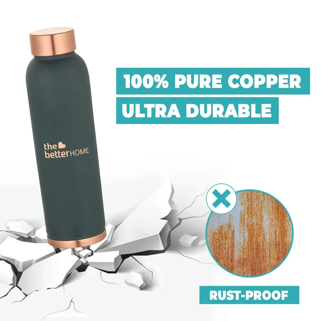 The Better Home 1 L Copper Bottle For Office & Bottle Cleaning Brush With Stainless Steel Body & Non Slippery Wooden Handle | Bottle Cleaning Brush Long Handle | Water Bottle For Kids | Combo Pack
