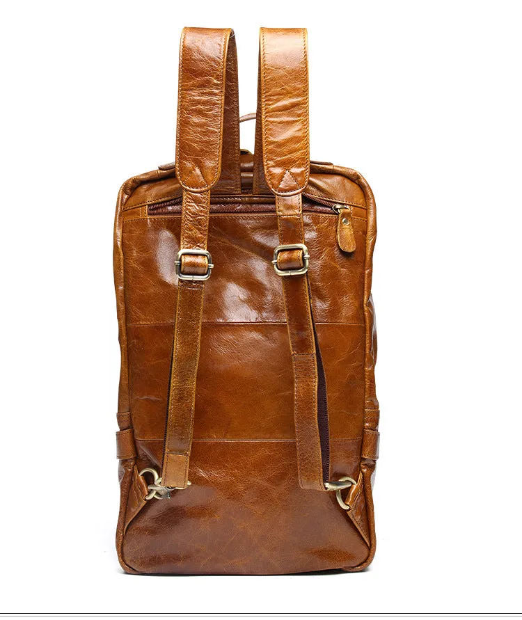 Vintage Multi Functional Leather Backpack J8856
